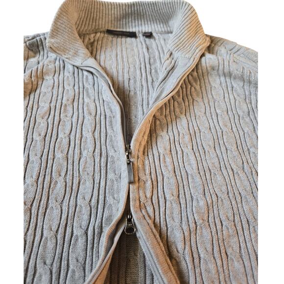 Amber Sun | Two Way Zipper, Grey Cable Knit Sweater | Size Large - Picture 3 of 7